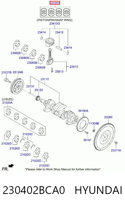 230402BCA0 Hyundai/Kia Комплект поршневых колец, STD