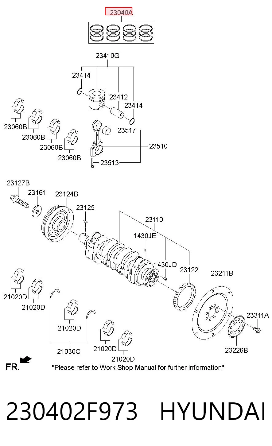 230402F973 Hyundai/Kia Комплект поршневых колец, STD