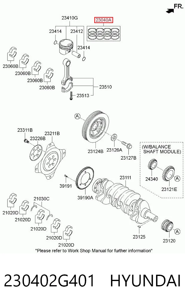 230402G401 Hyundai/Kia Комплект поршневых колец, STD