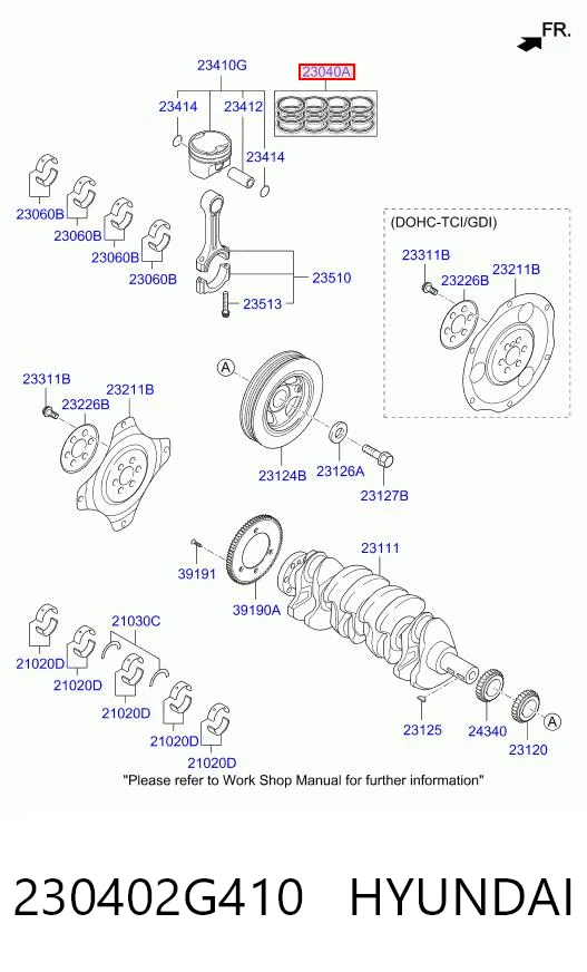 230402G410 Hyundai/Kia Комплект поршневых колец, STD