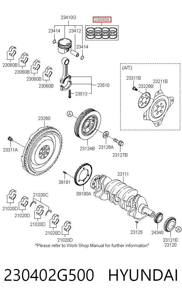 230402G500 Hyundai/Kia Комплект поршневых колец, STD