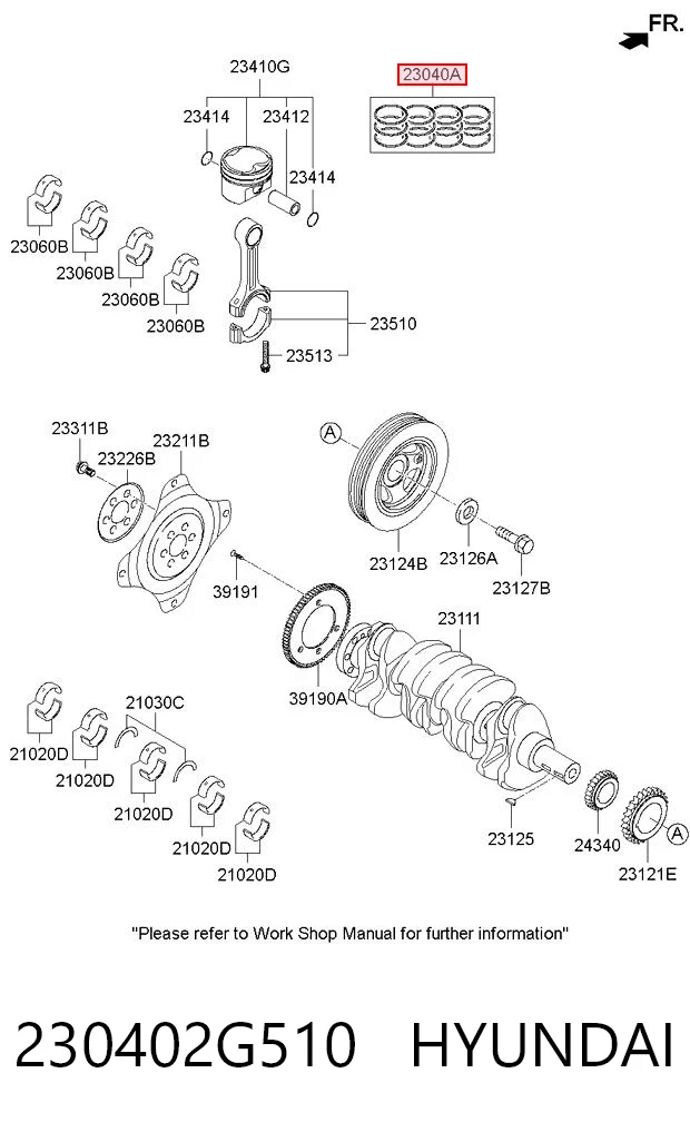 230402G510 Hyundai/Kia Комплект поршневых колец, STD