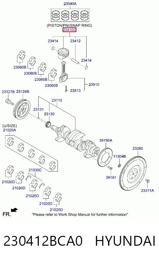230412BCA0 Hyundai/Kia Поршень двигателя без колец