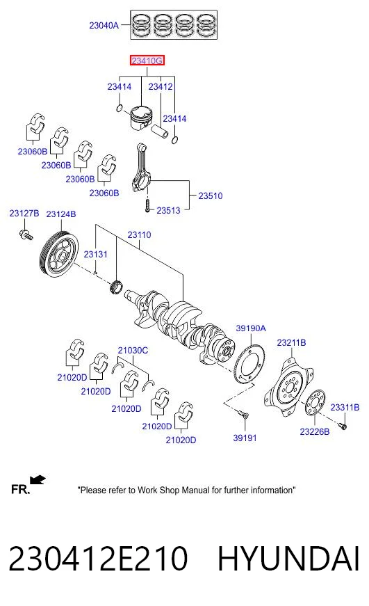 230412E210 Hyundai/Kia Поршень двигателя без колец