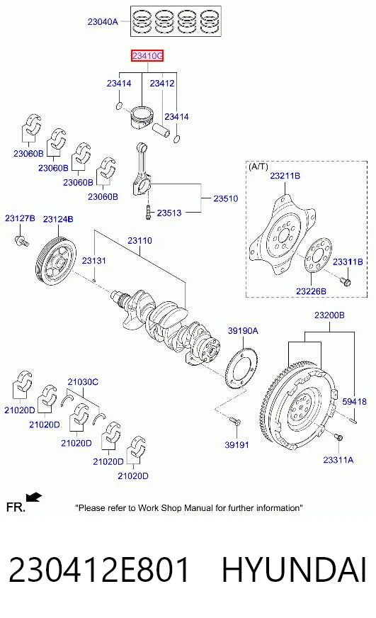 230412E801 Hyundai/Kia Поршень в комплекте на 1 цилиндр, STD