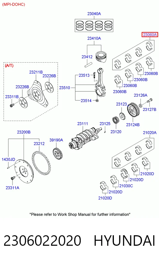 Комплект подшипников скольжения на Hyundai Accent II LC