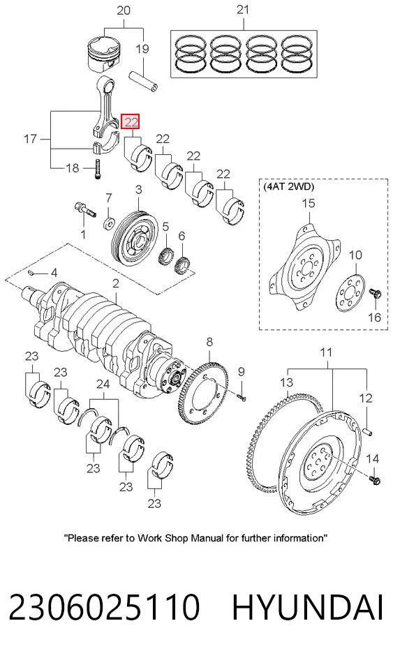 2306025110 Hyundai/Kia Комплект подшипников скольжения
