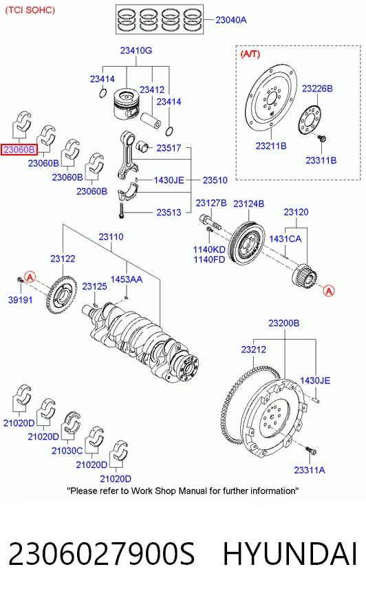 Комплект подшипников скольжения на Hyundai Matrix  FC