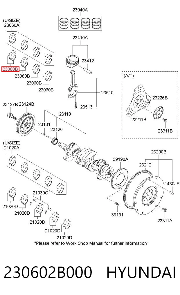 230602B000 Hyundai/Kia Комплект подшипников скольжения