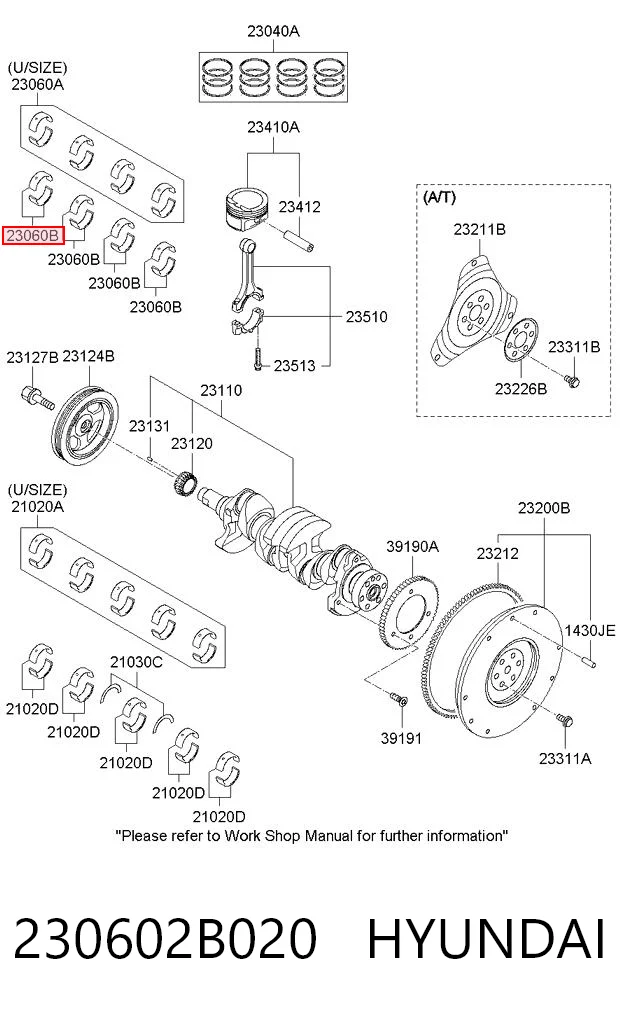 230602B020 Hyundai/Kia Комплект подшипников скольжения