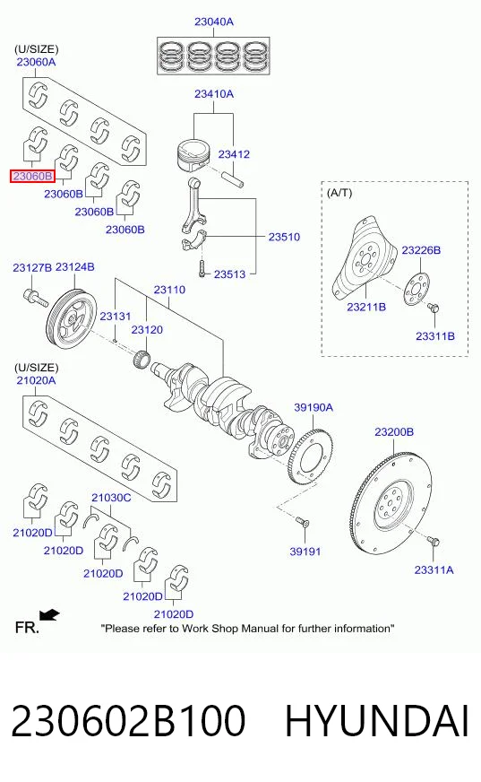 230602B100 Hyundai/Kia Вкладыши коленвала шатунные комплект 1-й ремонт