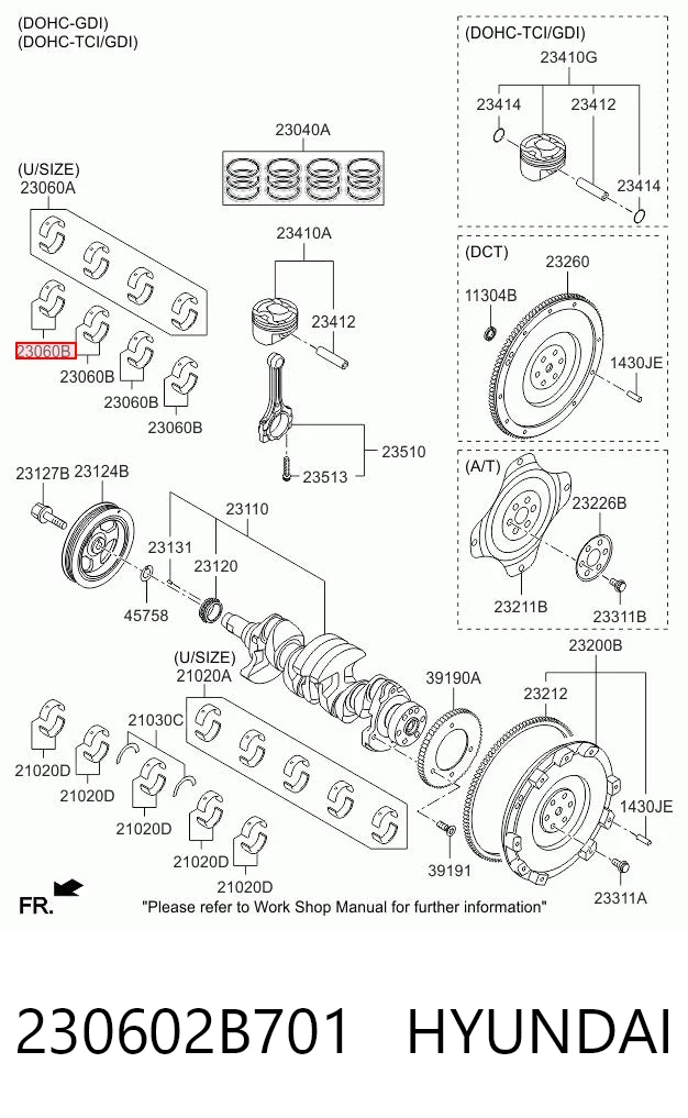 230602B701 Hyundai/Kia Комплект подшипников скольжения