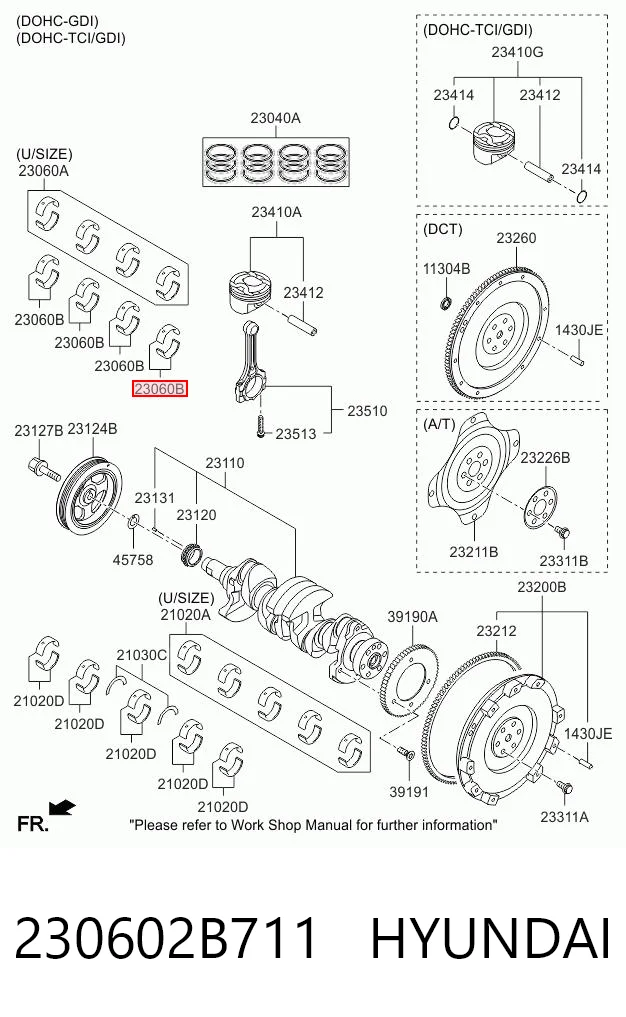 230602B711 Hyundai/Kia Комплект подшипников скольжения