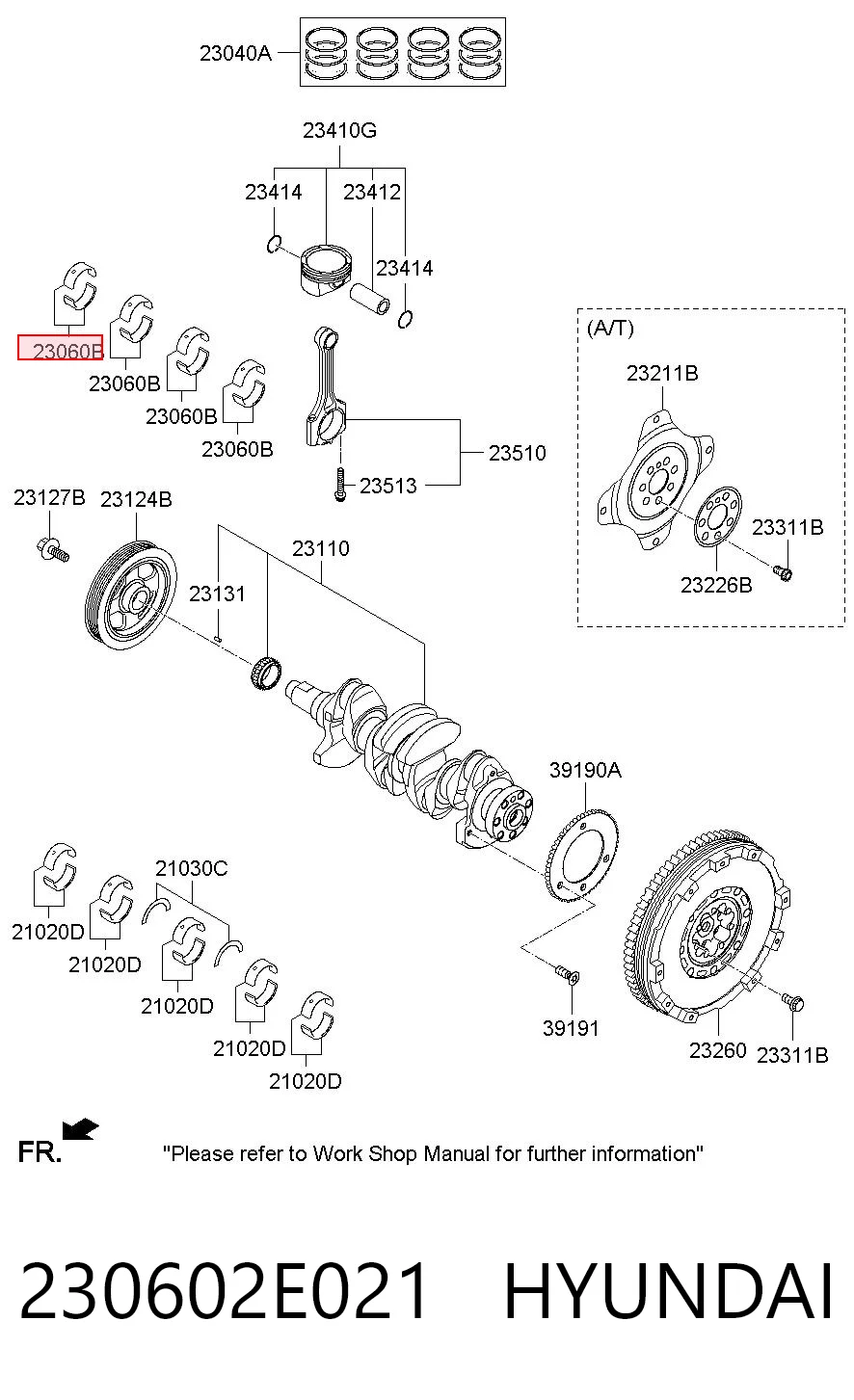 230602E021 Hyundai/Kia Комплект подшипников скольжения