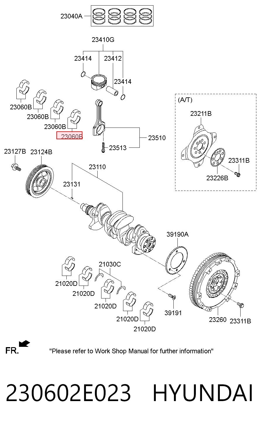 230602E023 Hyundai/Kia Комплект подшипников скольжения