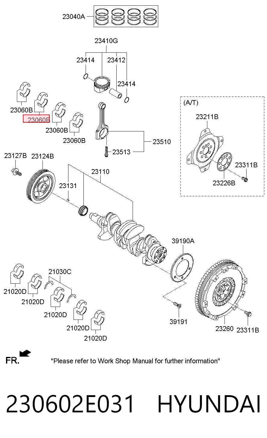230602E031 Hyundai/Kia Комплект подшипников скольжения