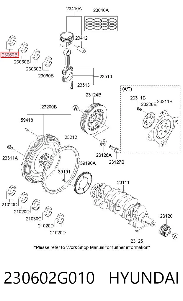 230602G010 Hyundai/Kia Комплект подшипников скольжения