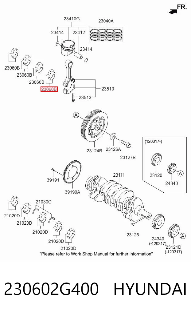 230602G400 Hyundai/Kia Комплект подшипников скольжения