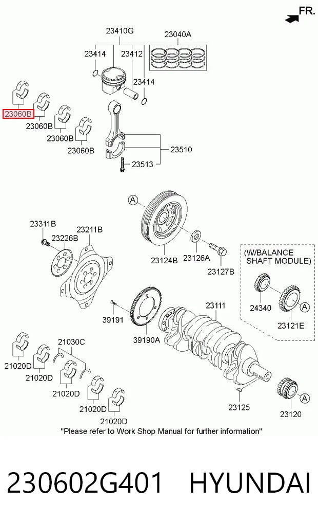 230602G401 Hyundai/Kia Комплект подшипников скольжения