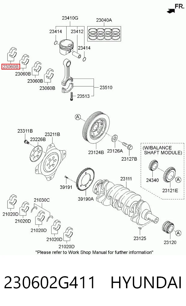 230602G411 Hyundai/Kia Комплект подшипников скольжения