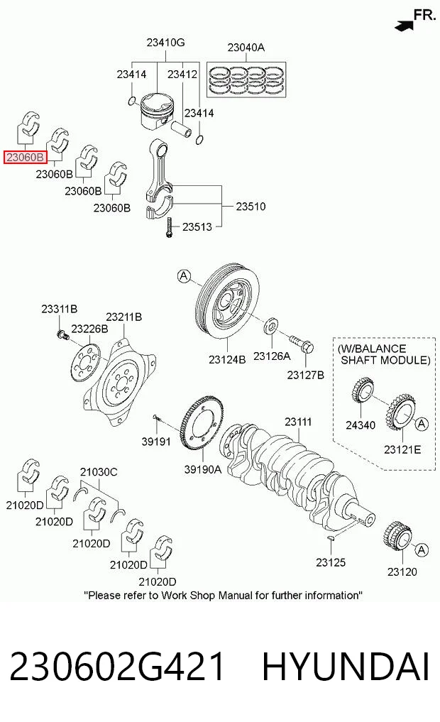 230602G421 Hyundai/Kia Комплект подшипников скольжения