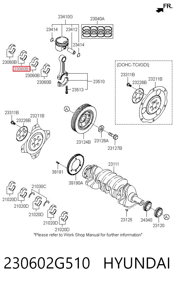 230602G510 Hyundai/Kia Комплект подшипников скольжения