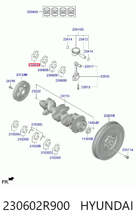 230602R900 Hyundai/Kia Комплект подшипников скольжения