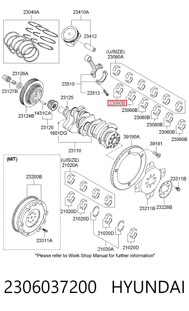 2306037200 Hyundai/Kia Комплект подшипников скольжения