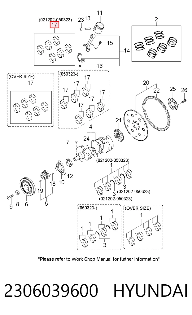 2306039600 Hyundai/Kia Комплект подшипников скольжения