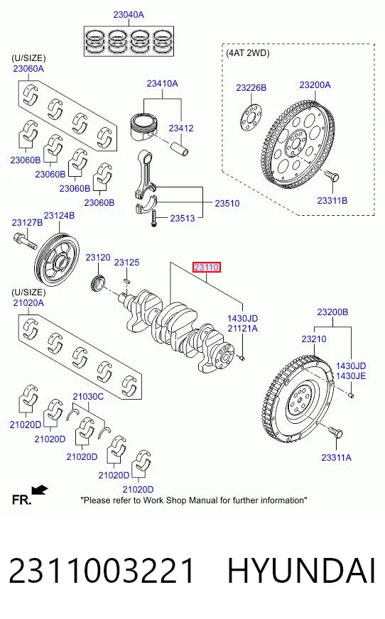 2311003221 Hyundai/Kia Коленвал двигателя