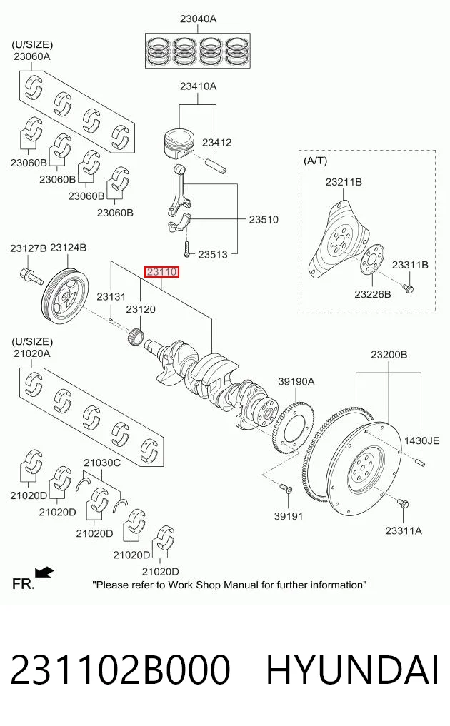 231102B000 Hyundai/Kia Коленвал двигателя