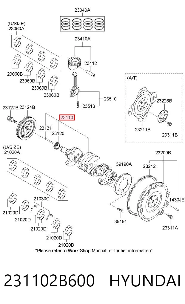 231102B600 Hyundai/Kia Коленвал двигателя