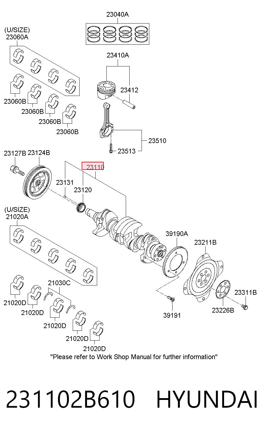 231102B610 Hyundai/Kia Коленвал двигателя