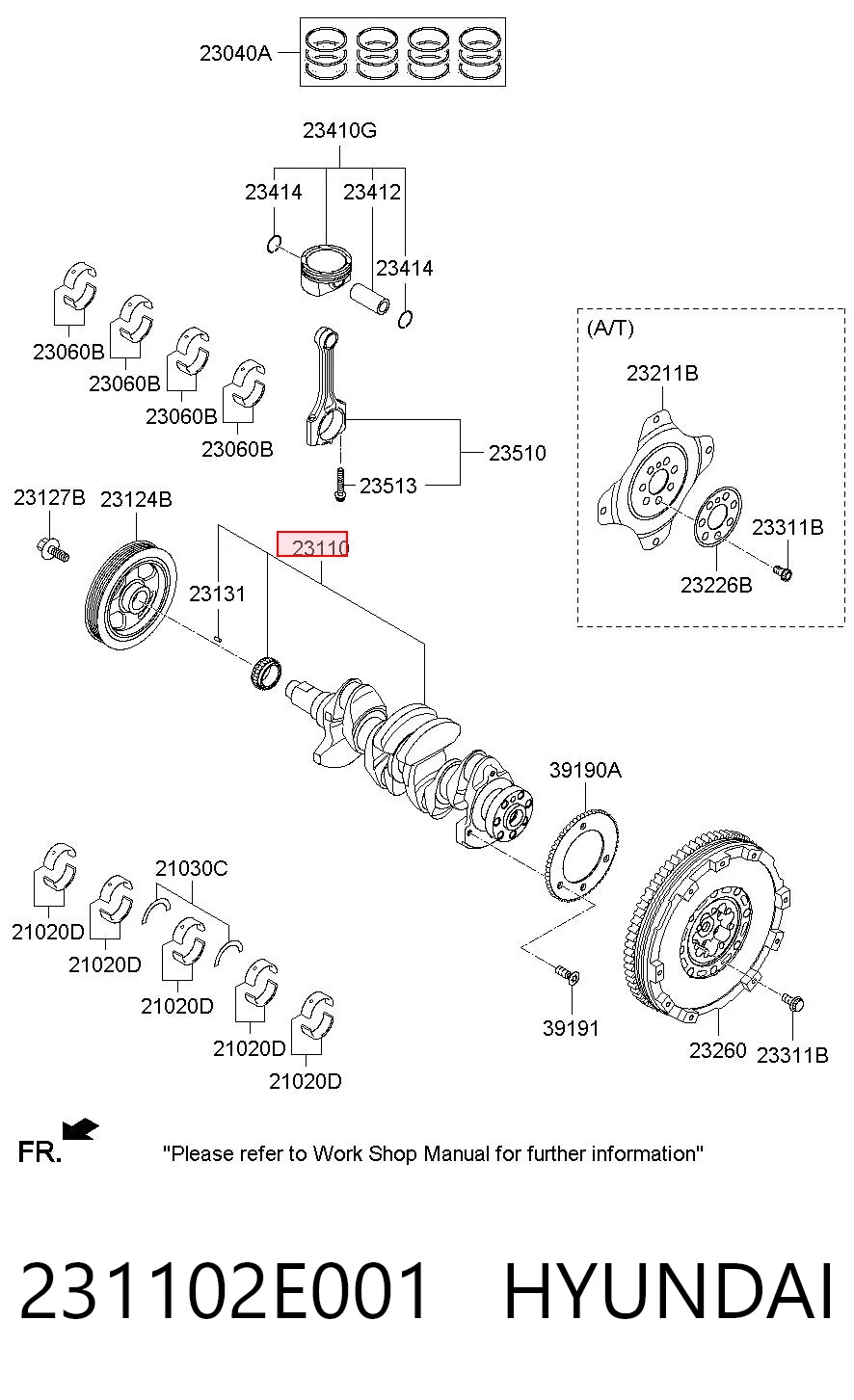 231102E001 Hyundai/Kia Коленвал двигателя