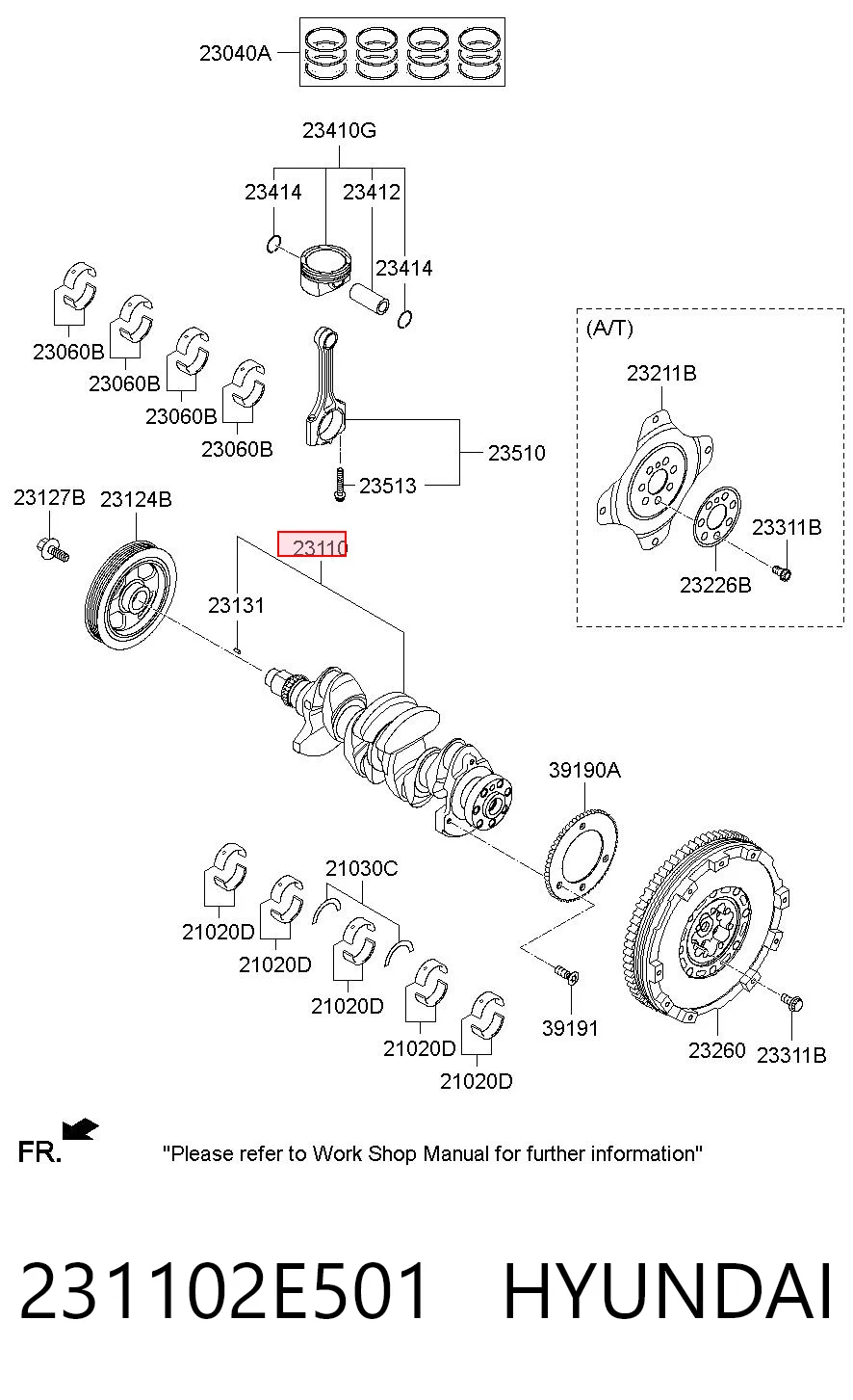 231102E501 Hyundai/Kia Коленвал двигателя