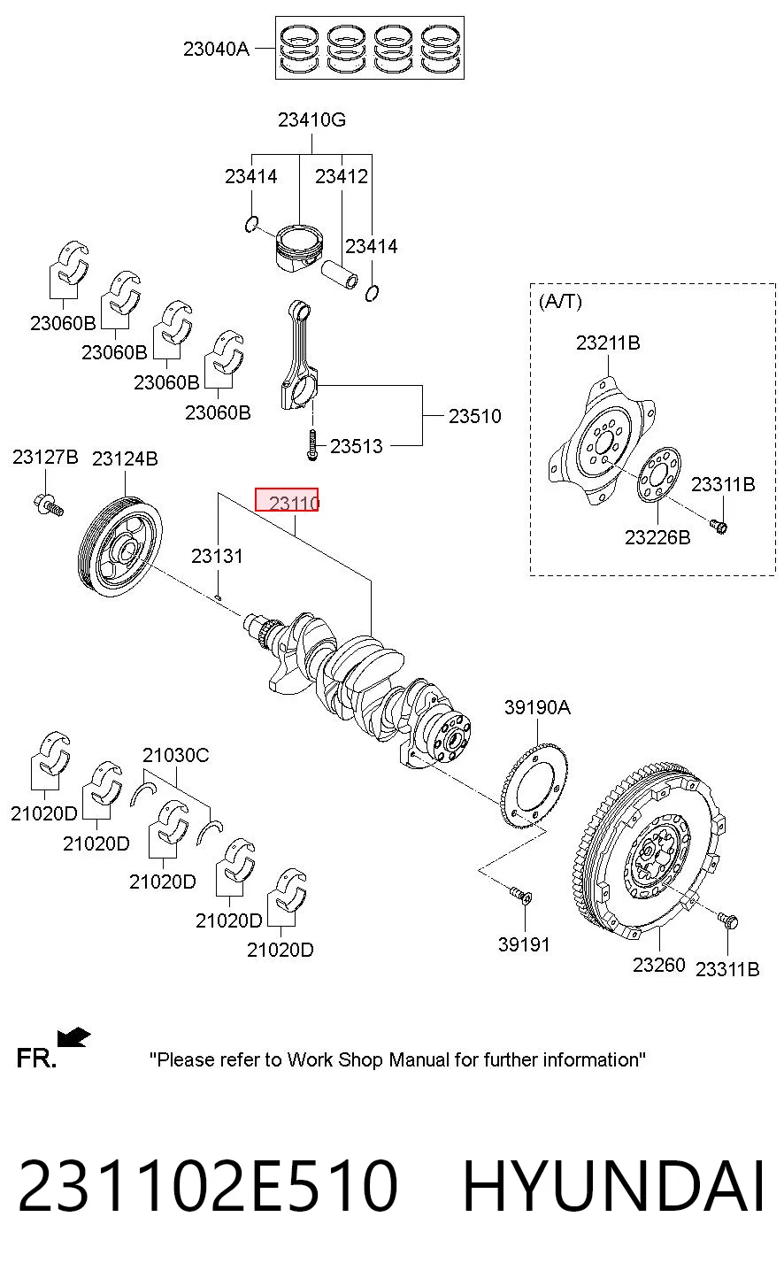 231102E510 Hyundai/Kia Коленвал двигателя