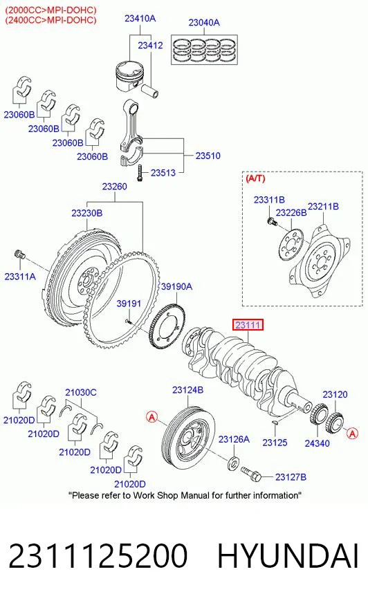 2311125200 Hyundai/Kia Коленвал двигателя