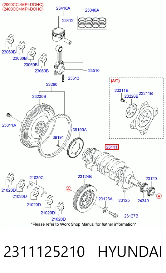 2311125210 Hyundai/Kia Коленвал двигателя