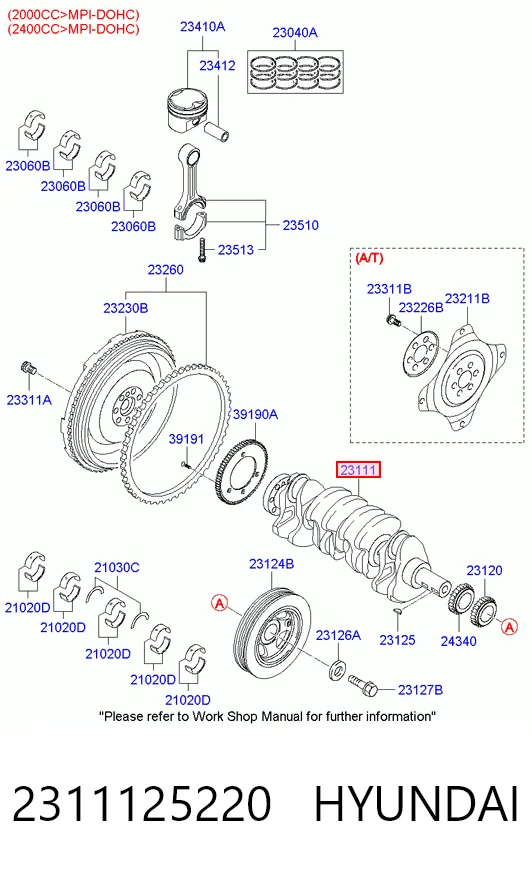 2311125220 Hyundai/Kia Коленвал двигателя