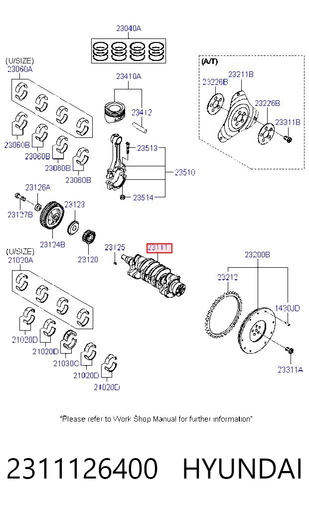 2311126400 Hyundai/Kia Коленвал двигателя
