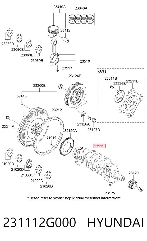 231112G000 Hyundai/Kia Коленвал двигателя