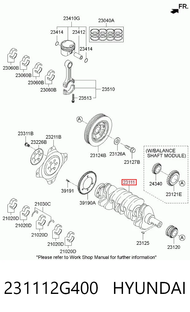 231112G400 Hyundai/Kia Коленвал двигателя