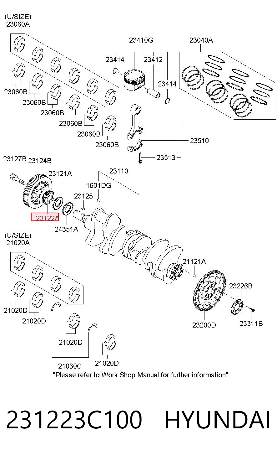 231223C100 Hyundai/Kia Звезда коленчатого вала