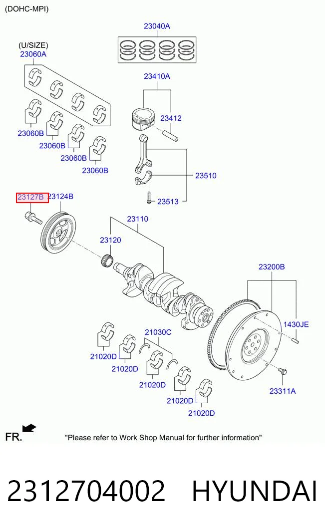 2312704002 Hyundai/Kia Болт коленвала
