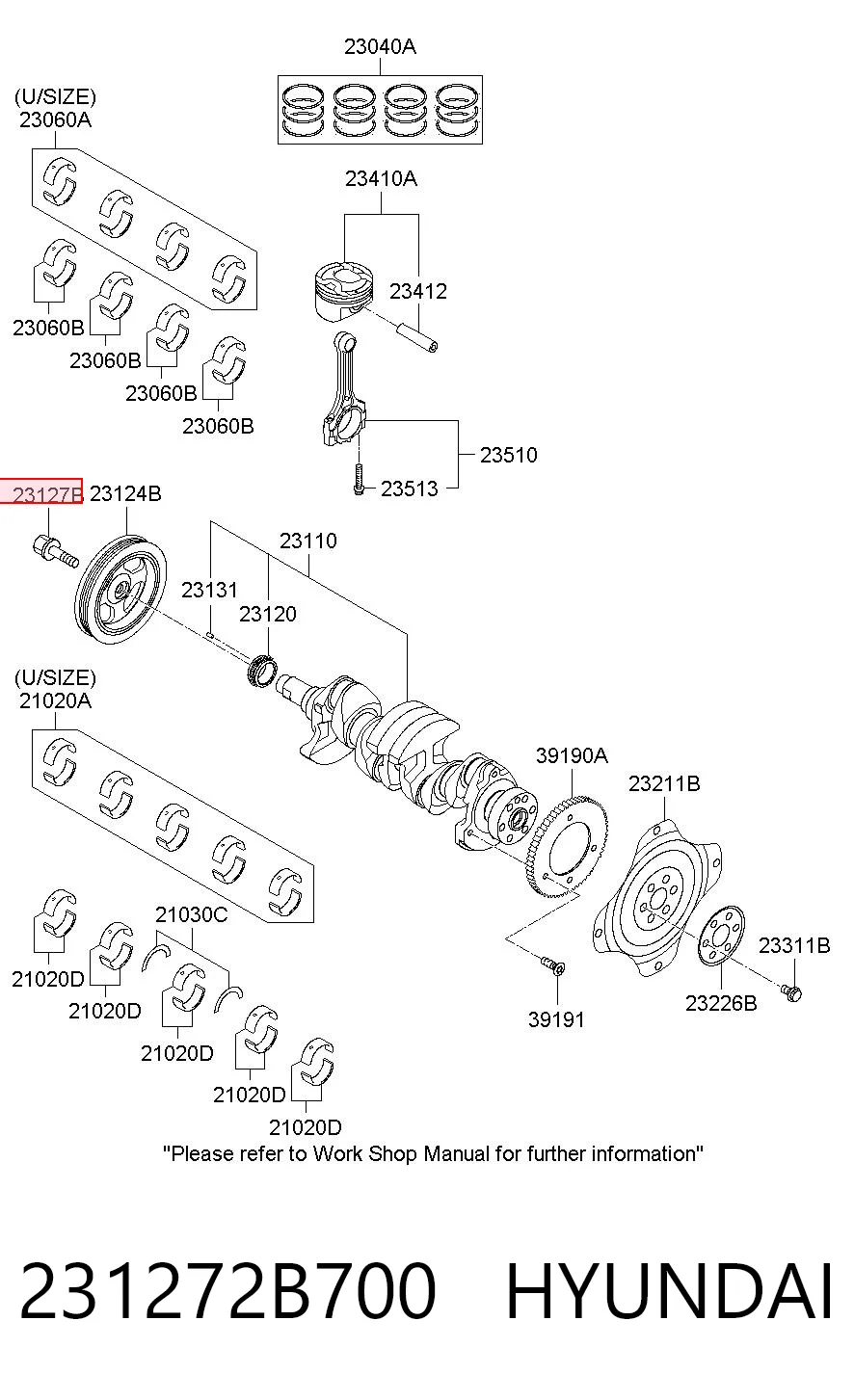 231272B700 Hyundai/Kia Болт коленвала