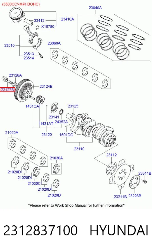 2312837100 Hyundai/Kia Болт коленвала