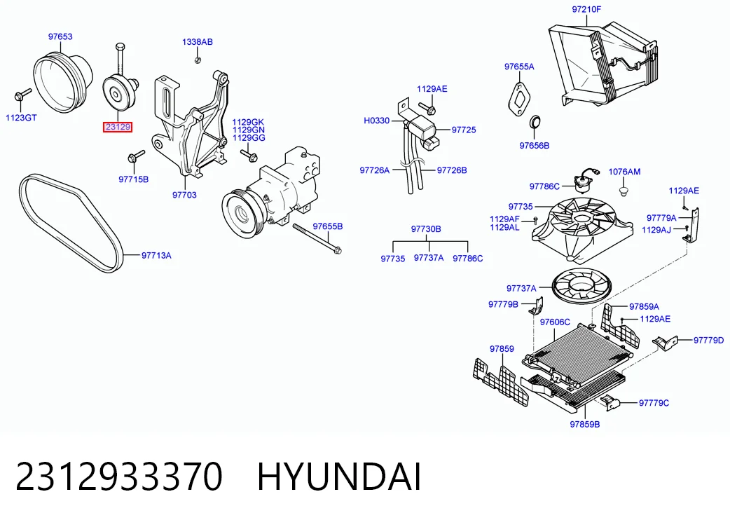 2312933370 Hyundai/Kia Ролик натяжителя ремня агрегатов