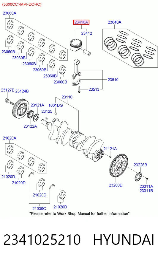 2341025210 Hyundai/Kia Поршень двигателя без колец