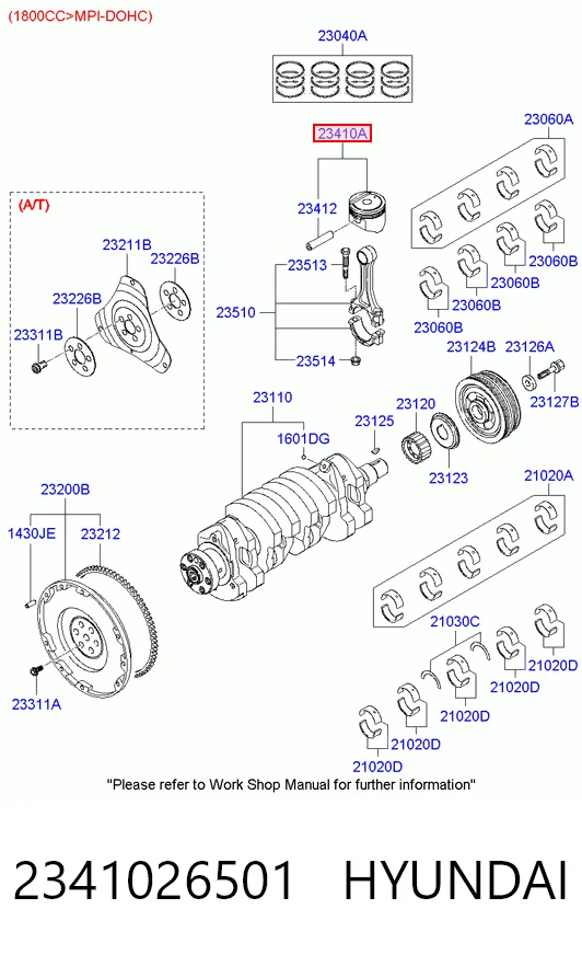 2341026501 Hyundai/Kia Поршень двигателя без колец