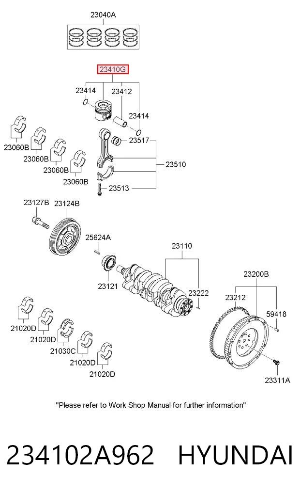 234102A962 Hyundai/Kia Поршень двигателя без колец